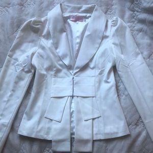 White Blazer with Decorative Bow!